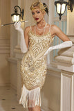 Sparkly Sequins Bodycon Midi jurk uit de jaren 1920 met franjeszoom