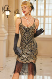 Sparkly Sequins Bodycon Midi jurk uit de jaren 1920 met franjeszoom