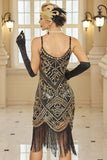 Sparkly Sequins Bodycon Midi jurk uit de jaren 1920 met franjeszoom