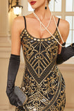Sparkly Sequins Bodycon Midi jurk uit de jaren 1920 met franjeszoom