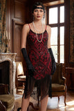 Sparkly Sequins Bodycon Midi jurk uit de jaren 1920 met franjeszoom