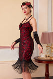 Sparkly Sequins Bodycon Midi jurk uit de jaren 1920 met franjeszoom