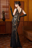 Glitterende pailletten lange vintage Great Gatsby Flapper jurk uit de jaren 20