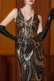 Glitterende pailletten lange vintage Great Gatsby Flapper jurk uit de jaren 20