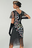 Vintage pailletten franje Great Gatsby Flapper jurk uit de jaren 20