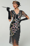 Vintage pailletten franje Great Gatsby Flapper jurk uit de jaren 20