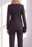 Zwarte Polka Dots Broekpakken Peak Revers Vrouwen Trouwpakken met Strik