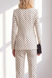 Zwarte Polka Dots Broekpakken Peak Revers Vrouwen Trouwpakken met Strik