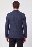 Marineblauwe Notch revers enkelrijzige herenbalblazer jas