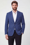 Blauw enkelrijig herenblazerjack met inkepende notch