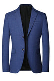 Blauw enkelrijig herenblazerjack met inkepende notch