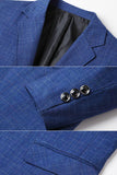 Blauw enkelrijig herenblazerjack met inkepende notch