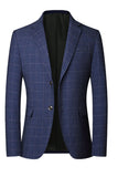 Blauw enkelrijig herenblazerjack met inkepende notch