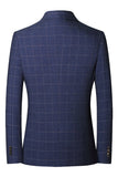Blauw enkelrijig herenblazerjack met inkepende notch