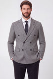 Zwarte Double Breasted Revers Revers Heren Blazer