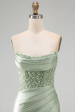 Stoffige groene pailletten gerimpeld satijn parel Bodycon korte homecomingjurk
