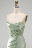 Stoffige groene pailletten gerimpeld satijn parel Bodycon korte homecomingjurk