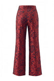 Donkerrode bloemen Jacquard Peak revers dubbelgeknoopte lange damespakken