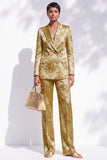 Golden Jacquard Peak revers dubbelgeknoopte damespakken