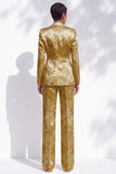 Golden Jacquard Peak revers dubbelgeknoopte damespakken