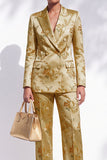 Golden Jacquard Peak revers dubbelgeknoopte damespakken