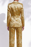 Golden Jacquard Peak revers dubbelgeknoopte damespakken