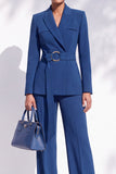 Berlin Blue Peak revers lange mouwen Damespakken met riem