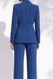 Berlin Blue Peak revers lange mouwen Damespakken met riem