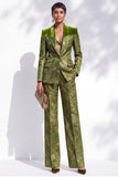 Olive Jacquard Shawl-Peak Hybrid Revers Damespakken