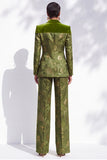 Olive Jacquard Shawl-Peak Hybrid Revers Damespakken