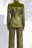 Olive Jacquard Shawl-Peak Hybrid Revers Damespakken