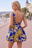 Rode Bateau hals Jacquard bubbelom, gerimpelde A-lijn korte homecoming jurk