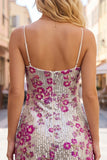 Glitterende zilveren pailletten Bloemige Bodycon Spaghetti Bandjes Korte Homecoming jurk