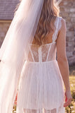 Witte korset Sweetheart Maxi Elopement trouwjurk met kant
