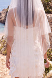 Witte V-hals Mini Elopement trouwjurk met 3D-bloem
