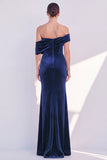 Bordeauxrode Off-the-Shoulder fluwelen gerimpelde zeemeermin formele jurk