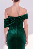 Bordeauxrode Off-the-Shoulder fluwelen gerimpelde zeemeermin formele jurk