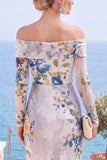 Roze, rood bloemen strapless schede met bloemen gerimpelde formele jurk met split