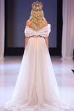Blush schede Asymmetrisch Off The Shoulder pailletten Appliquen Maxi Pageant jurk