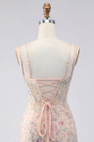Bodycon Spaghetti Straps Palilletten Bloemenborduursel Corset Korte Homecoming Jurk