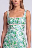 Lichtblauwe bloemenparels vierkante hals Bodycon Mini Homecoming-jurk met split