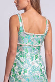 Lichtblauwe bloemenparels vierkante hals Bodycon Mini Homecoming-jurk met split