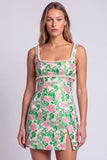 Lichtblauwe bloemenparels vierkante hals Bodycon Mini Homecoming-jurk met split