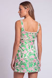Lichtblauwe bloemenparels vierkante hals Bodycon Mini Homecoming-jurk met split