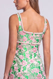 Lichtblauwe bloemenparels vierkante hals Bodycon Mini Homecoming-jurk met split