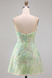Mintgroene pailletten A-lijn pailletten strapless korte homecomingjurk