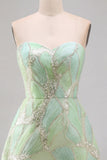 Mintgroene pailletten A-lijn pailletten strapless korte homecomingjurk
