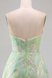 Mintgroene pailletten A-lijn pailletten strapless korte homecomingjurk