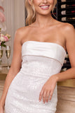 Roze strapless bodycon pailletten mini homecomingjurk