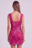 Hemelsblauwe gerimpelde bloemen bodycon korte homecomingjurk met pailletten